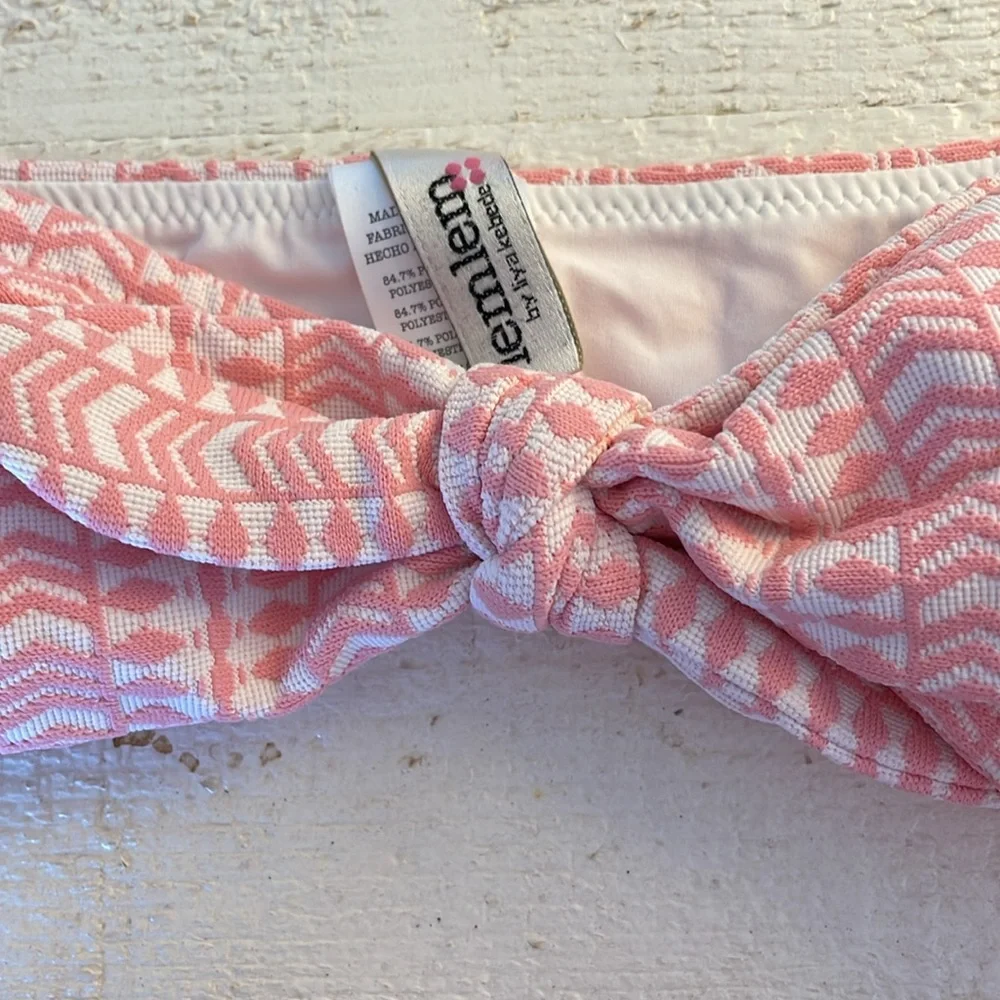 Lemlem Lola‎ Jacquard Bandeau Center Tie Removable Strap Light  Pink White Large - Picture 3 of 10